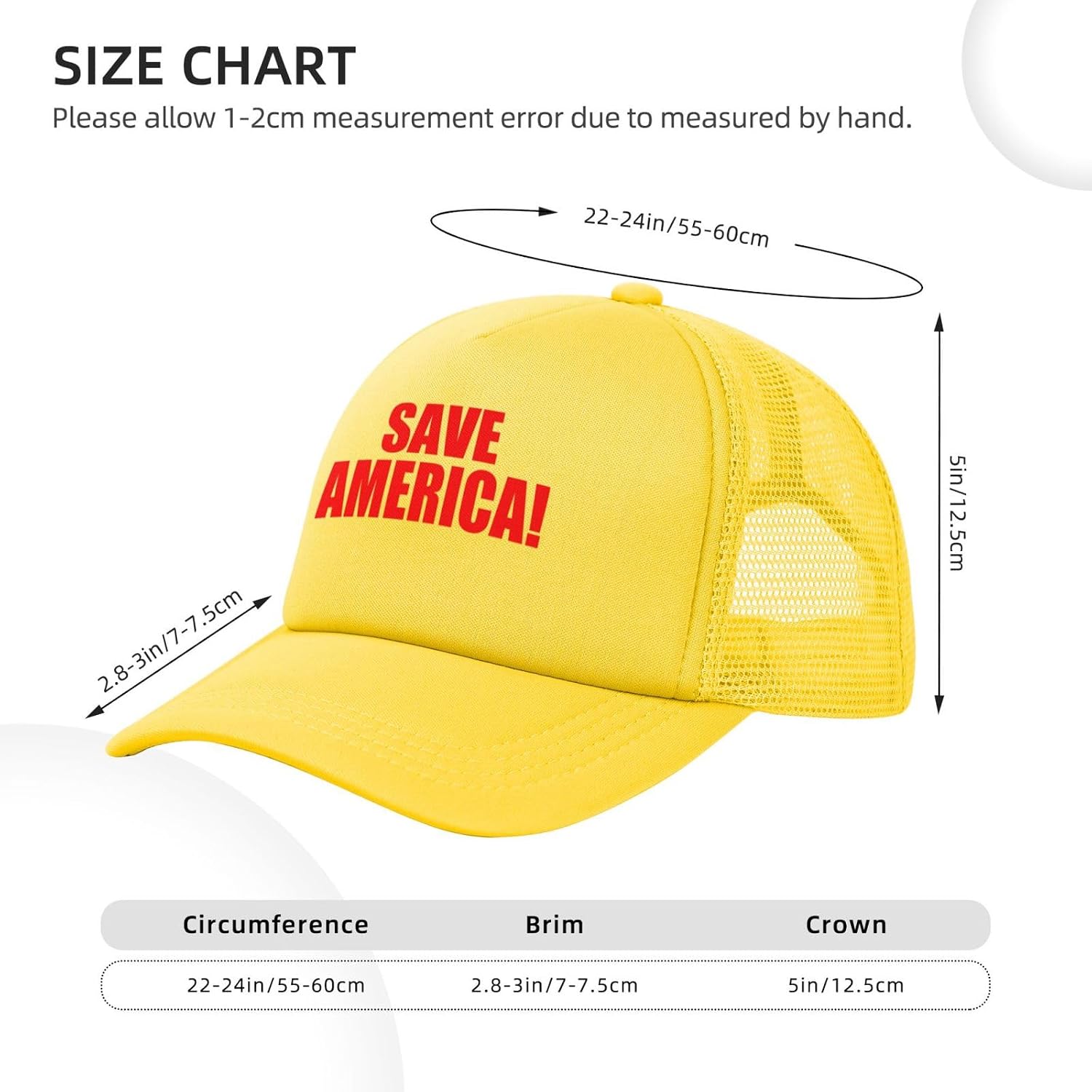 Save America Trucker Hat Women Mesh Baseball Cap Cowboy Hat Men Dad Hat Adjustable HatHat Black