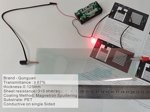 ITO (óxido de estaño de indio), lámina de plástico transparente para mascotas, súper conductora de 3.937 x 7.874in, 5 ohmiossq, materiales ópticos