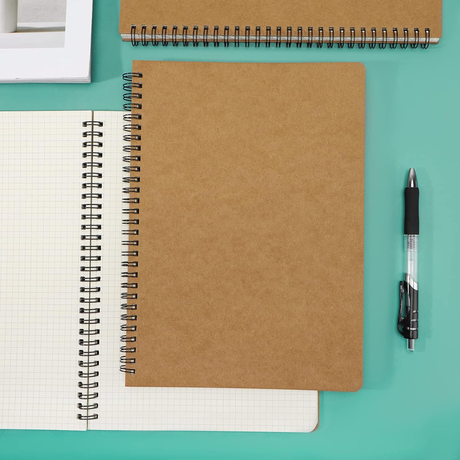 EUSOAR Graph Paper Notebook, B5 6Packs 7.3"x10.2" 120 Pages Graphing Paper Notebook Journals, Spiral Graph Grid Paper Composition Notebook for Math Science Engineering Artist Drawing-Kraft