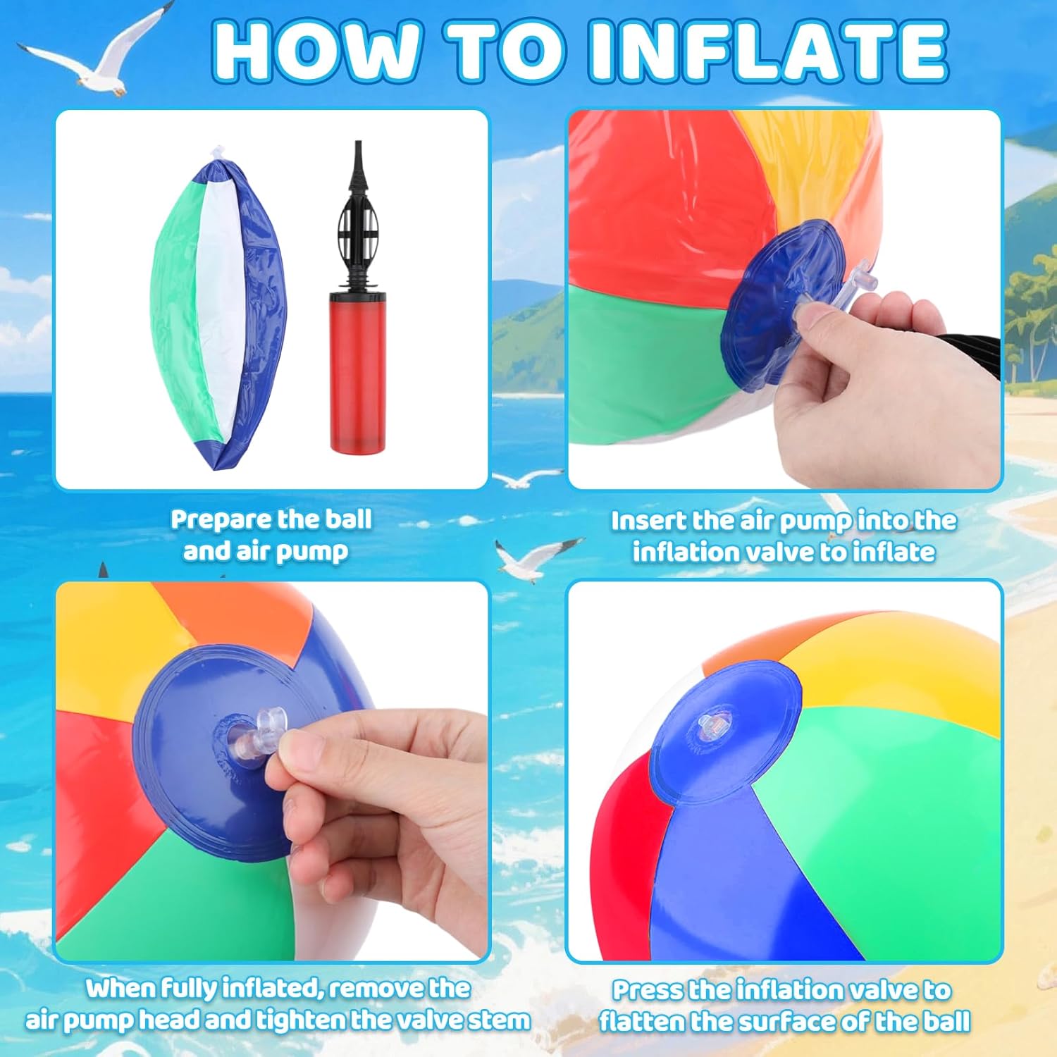 Coopay 72 Pack Inflatable Beach Balls Classic Rainbow Swimming Pool Ball Birthday Beach Party Decoration Summer Water Games Gifts 9 to 12 Inches from Inflated to Deflated