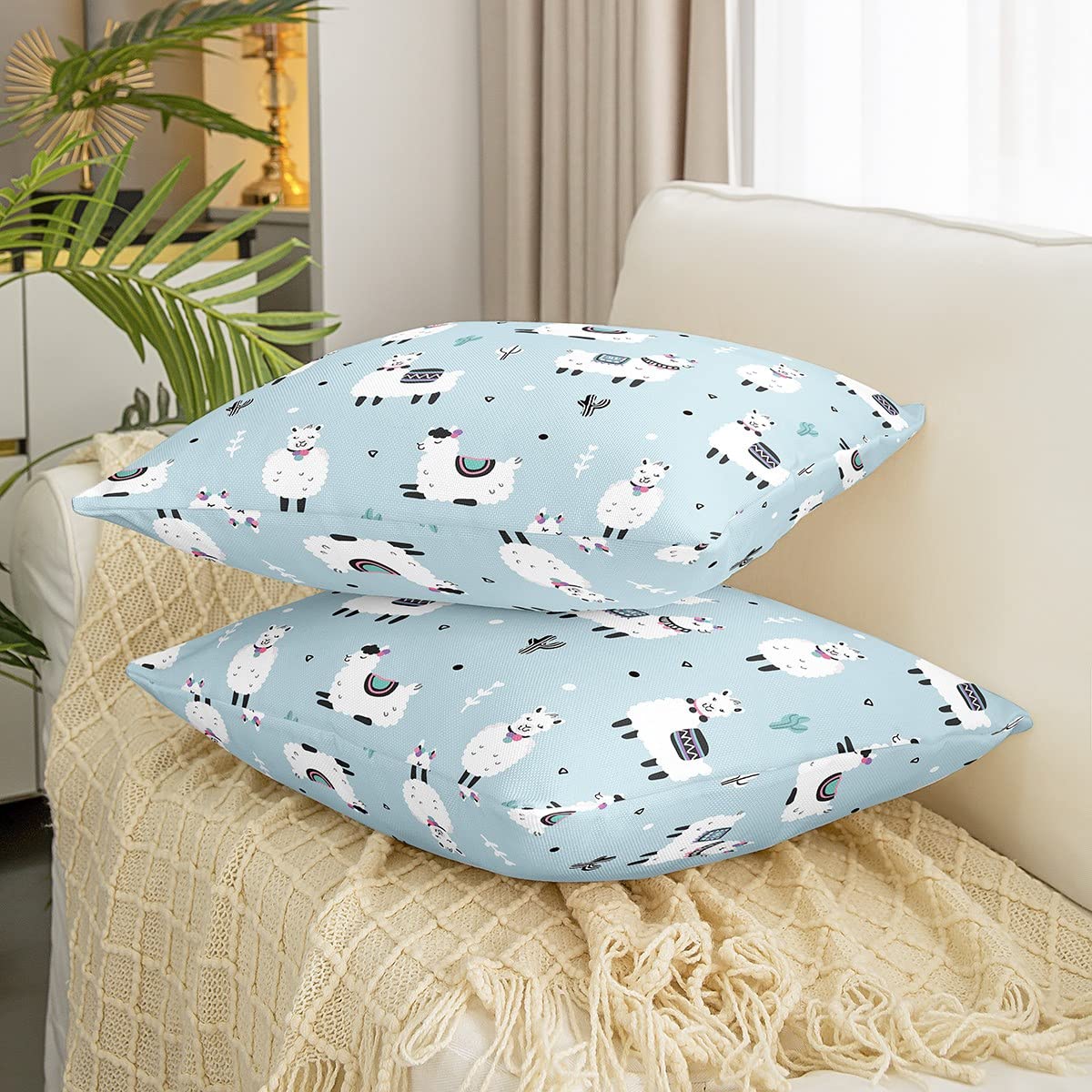 Federa Per Cuscino Quadrata 45x45 Cm Con Cactus, Stile Scandinavo, Per Divano E Letto, Senza Imbottitura - 2