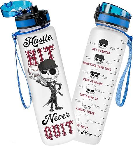 Miniatura 28 de Botella de seguimiento de agua de 32 oz, botella de agua para recordar beber, botella con marcador de tiempo, botella de agua motivacional aislada