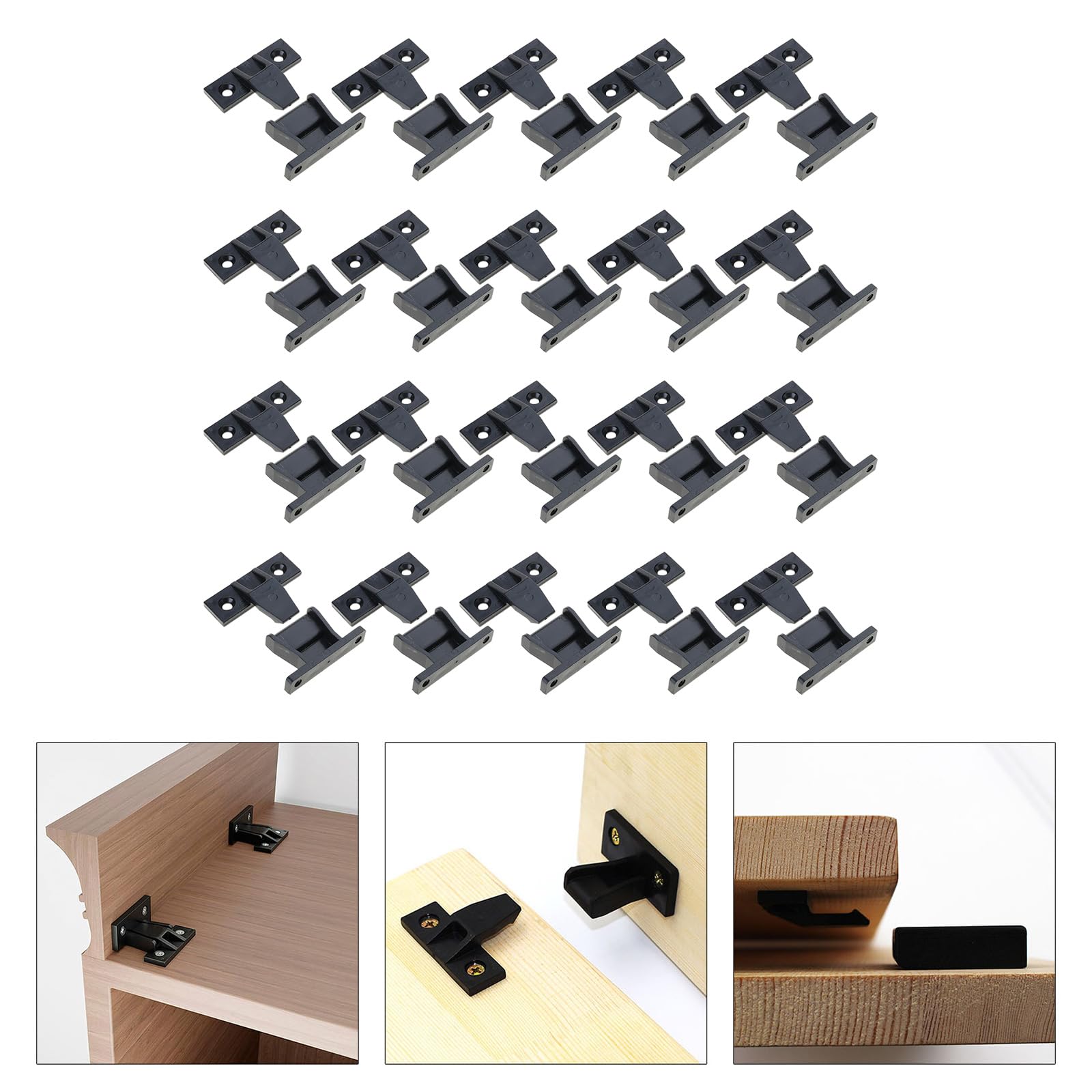 20Pcs Push In Plinth Panel Furniture Connectors Bracket Press Fit Panel Clip For Kitchen Cabinets Wardrobe Bed Table