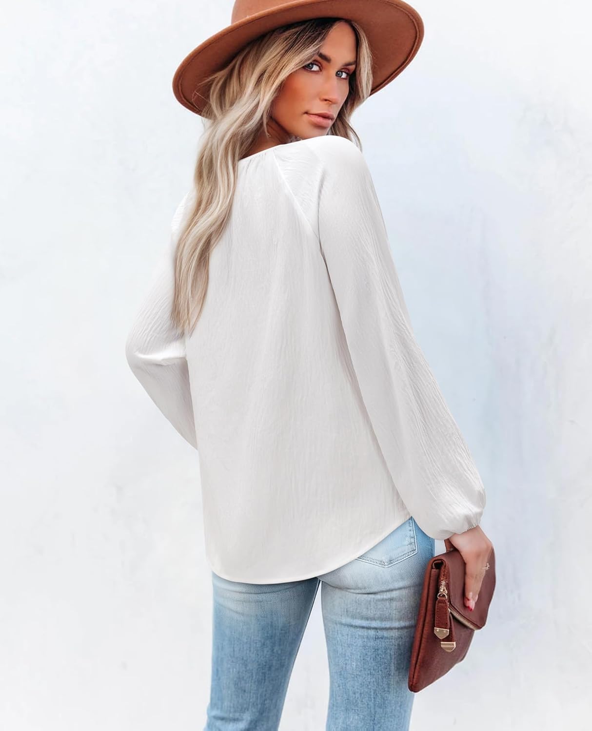 siliteelon Spring Tops for Women Long Sleeve Bow Tie Lantern Blouse Dressy Casual Boho Summer Clothes Trendy 2026 - Image 3