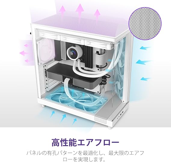 NZXT H6 Flow White with 2 Ultra-Clear Tempered Glass Panels, 120mm Case Fans Included, Dual Chamber, Showcase-Style, Middle Tower ATX PC Case, White CC-H61FW-01 CS8790