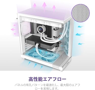NZXT H6 Flow White with 2 Ultra-Clear Tempered Glass Panels, 120mm Case Fans Included, Dual Chamber, Showcase-Style, Middle Tower ATX PC Case, White CC-H61FW-01 CS8790