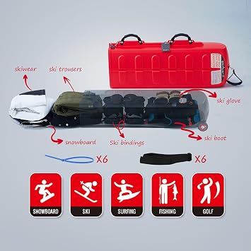 XCMAN Ski Case for Air Travel Hard Storage Portable Cart Case Suitable for Snowboards,Fishing Rods, Water skis,Spearfishing