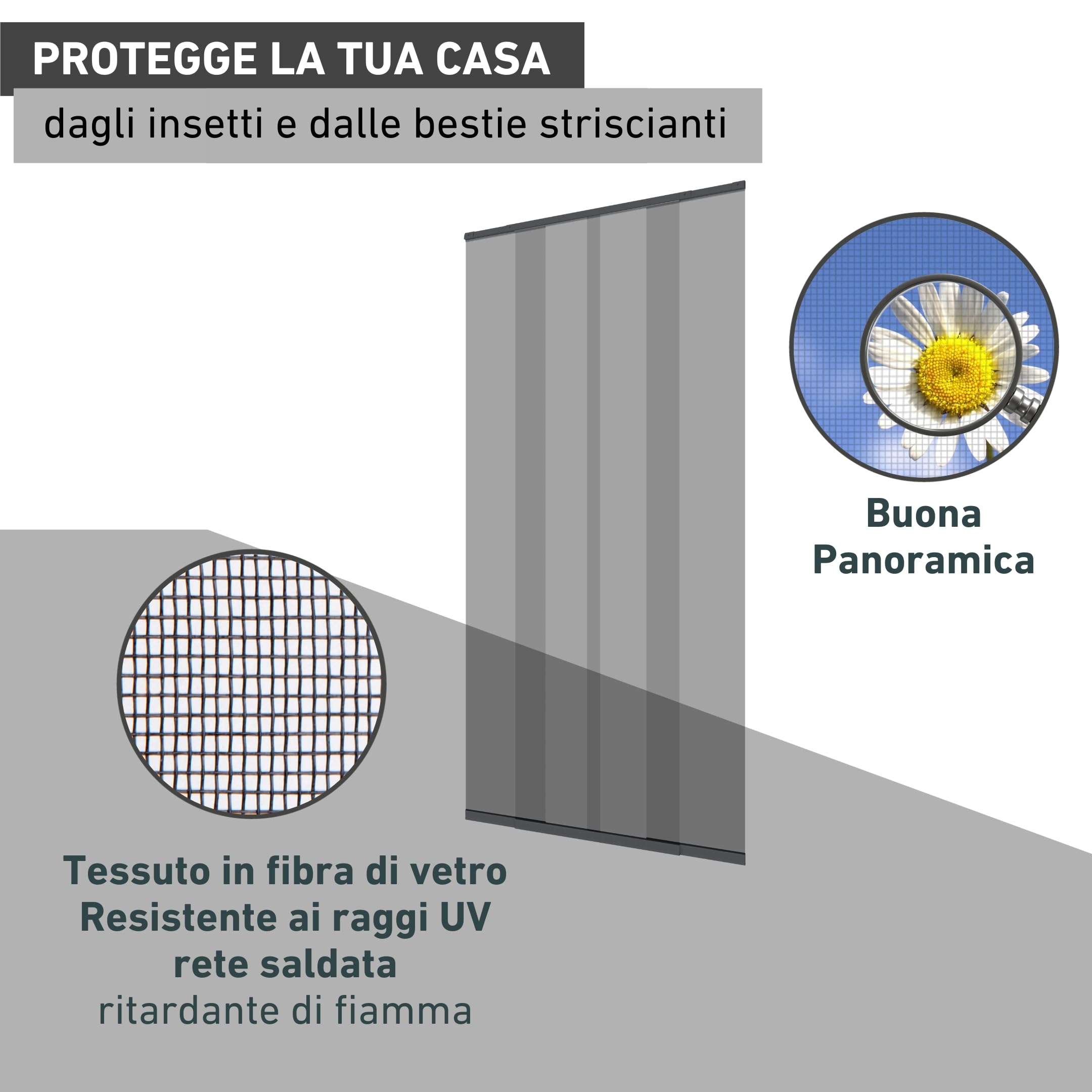 Windhager zanzariera Tenda Porta con lamelle telescopiche 120 cm, Antracite, 04302