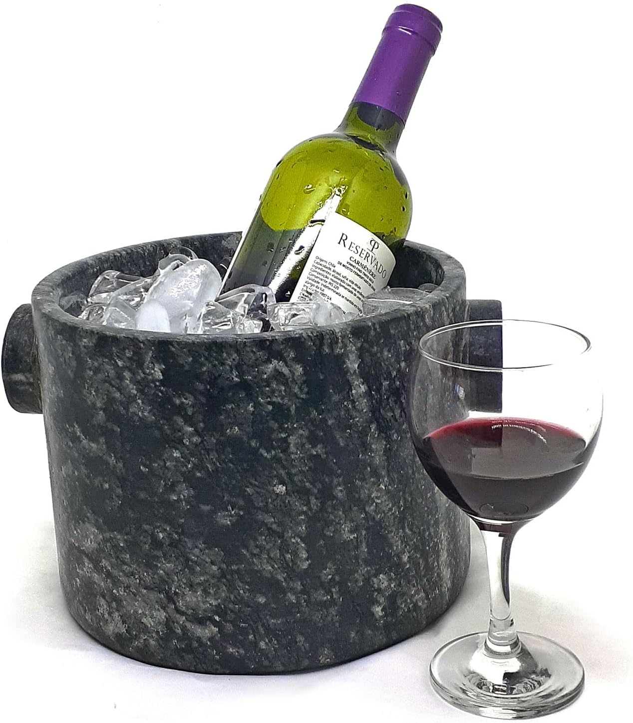 Soapstone Deep Dish Pizza pan and Ice Bucket: have a pizza party and have it all | Handcrafted from pure soapstone | Unique, durable and eco-friendly | Non-toxic and Non-stick