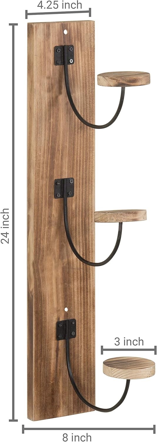 MyGift 2 Pcs Hat Rack Wall Mount, Cowboy Hat Organizer Holder, Coat, Cap Clothes Hanger with Metal Wire and Wood Hooks, Light Burnt