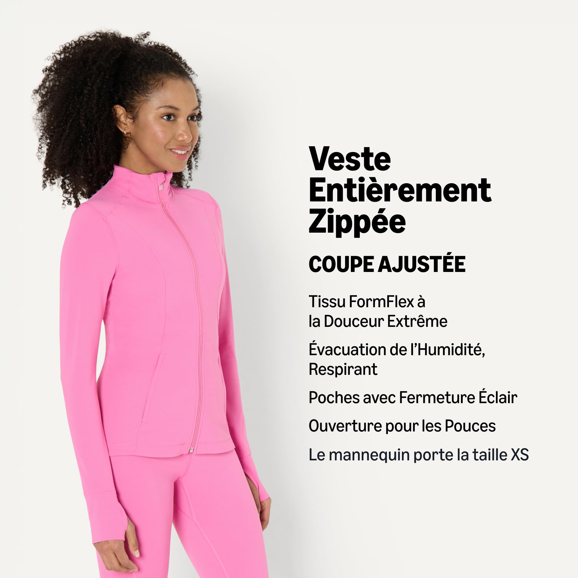 Amazon Essentials Femme Veste à Col Zippé Active FormFlex Ultra Douce, avec Fermeture Éclair à l’Encolure et Manches Longues, Coupe Ajustée