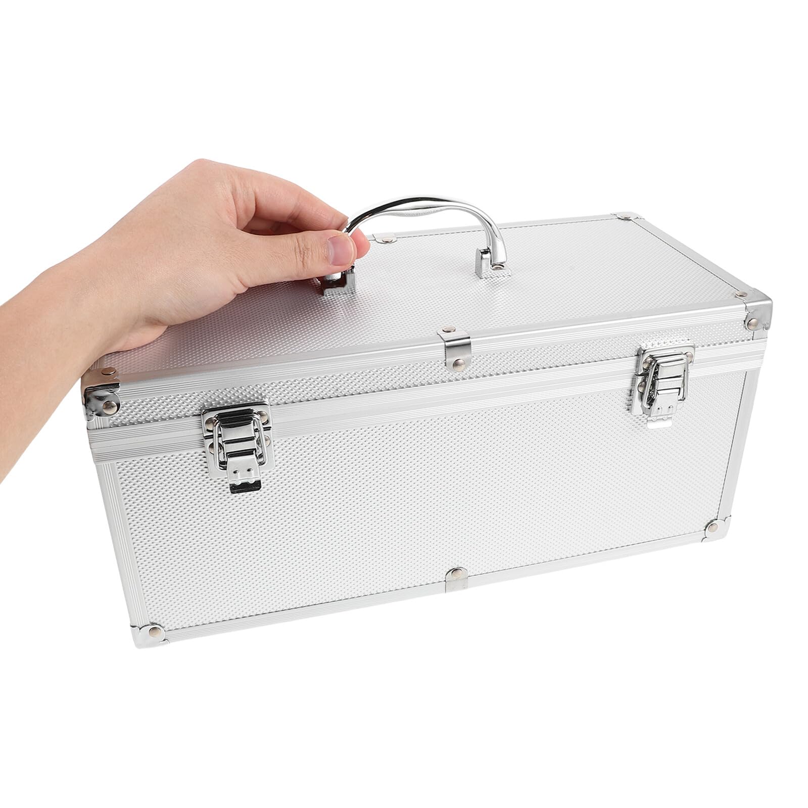 SHINEOFI Valigetta in Lega di Alluminio Argento Multiuso con Chiusura Rapida e Sicura, per Organizzazione Professionale di Microfoni Wireless e Attrezzature a Eventi