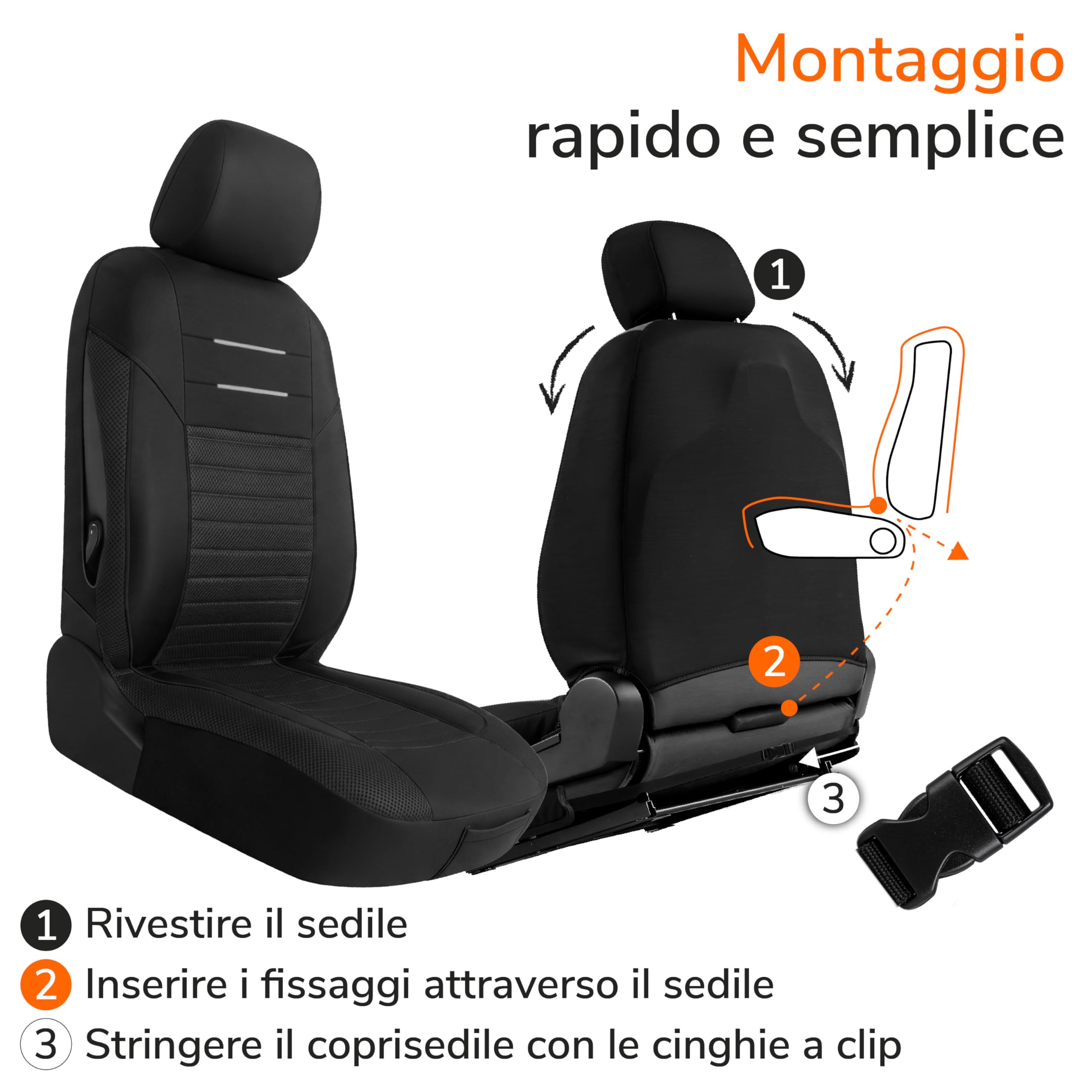 Upgrade4cars Coprisedili Auto Set Universale Versione 2026 | Coperture Anteriore e Posteriore | Accessori Interno Auto Decorazione