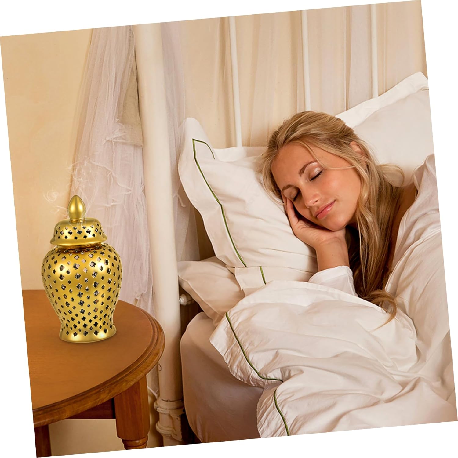 Unomor Hollow Out Ceramic Jar Decorative Flower Vase Multi Functional Kitchen Container for Dried Flowers Silk Arrangements Wedding Home Accent