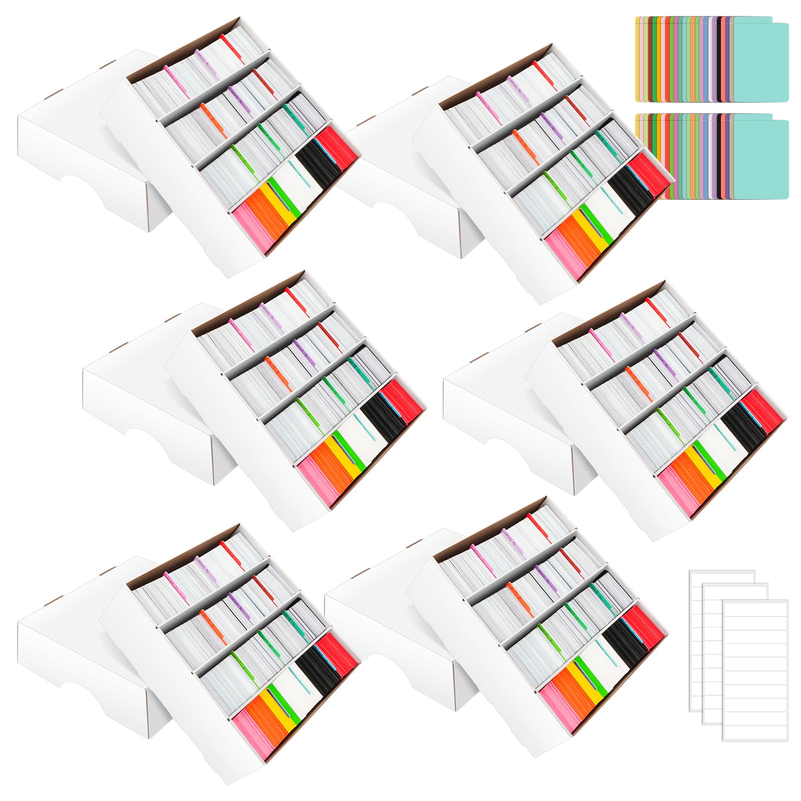 AOBOPLE Trading Card Storage Box, 20400+ Trading Card Storage Box with 48 Colorful Dividers&Tapes,Trading Card Organizer for Soccer Basketball Trading Gaming Sports Cards Collecting