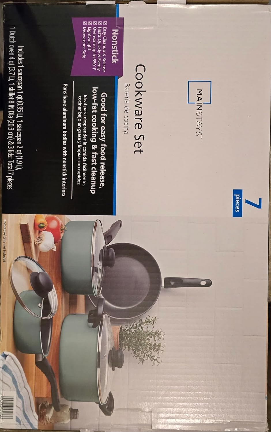 Mainstays 7-Piece Cookware Set in packaging