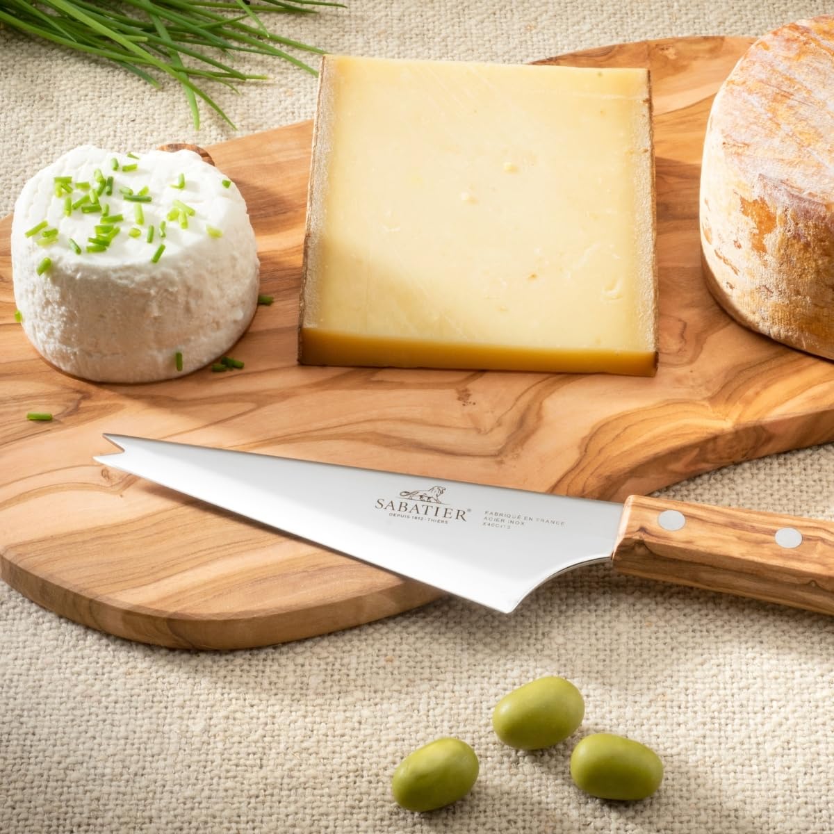 Sabatier - Couteau à Fromage IDEAL PROVENÇAO - 13 cm - Fabriqué en France | Lame et Rivets en Inox, Idéal pour Couper, Trancher et Servir les Fromages avec Précision