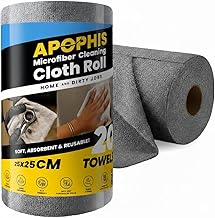 Apophis Microfiber Cleaning Cloth Roll, 25x25 cm, Reusable Tear-Away Towels, 20 Pack (Grey, Pack of 1)