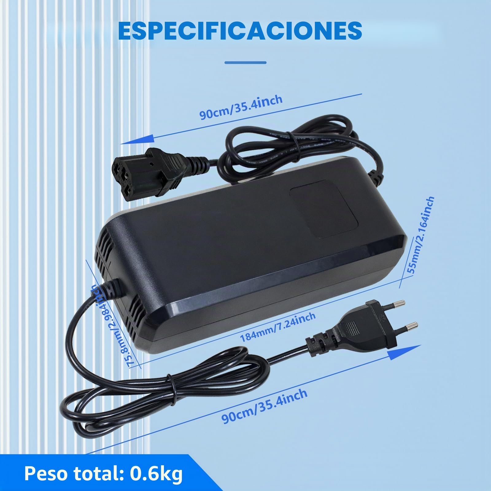 Cargador de batería de plomo ácido para scooters eléctricos, 48 V, 20 Ah, con pantalla de enchufe de 3 pines