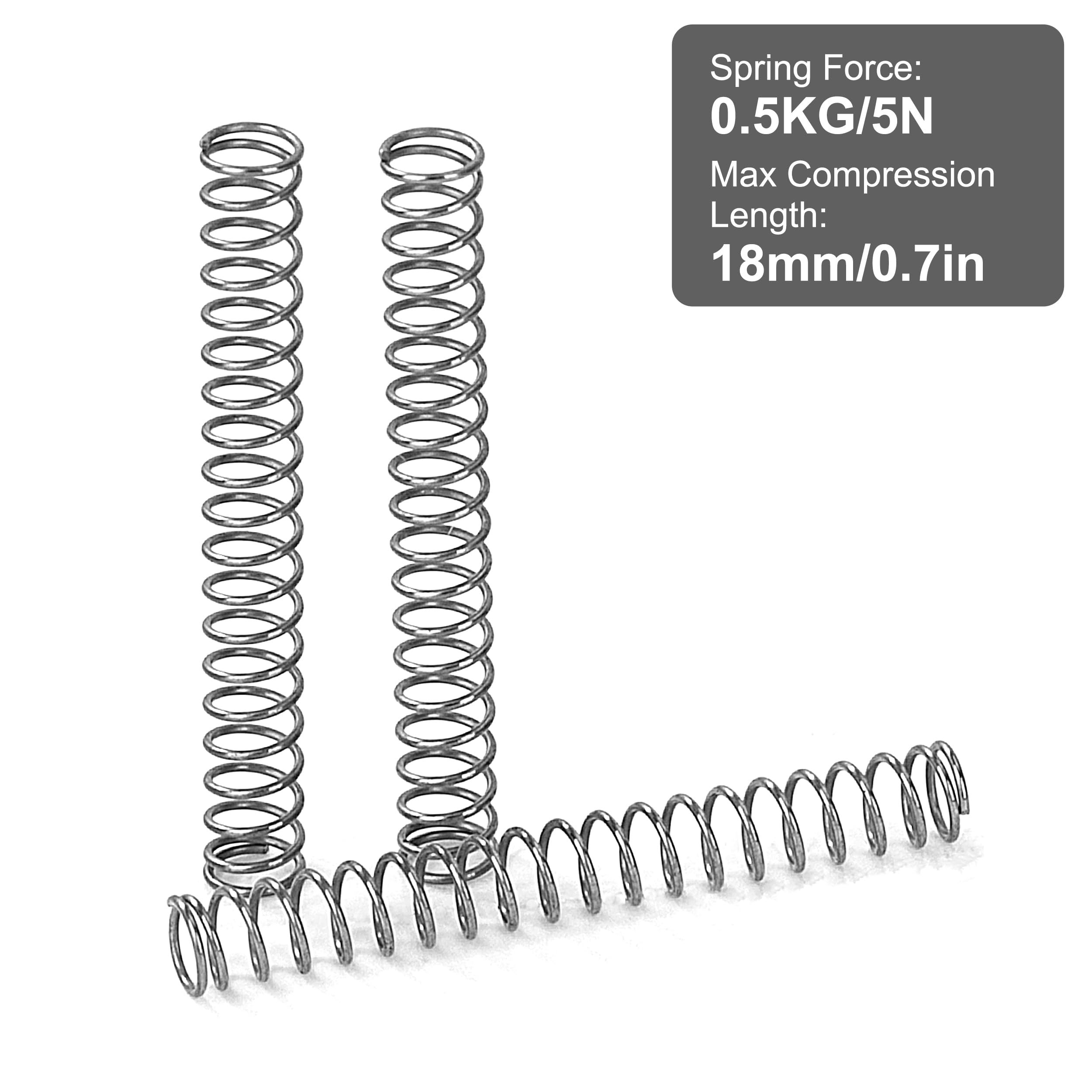 Muelles de Compresión de Acero Inoxidable Resorte 30mm Diámetro Alambre 0,4mm Diámetro Exterior 4mm Fuerza 0,54kg 20 Piezas