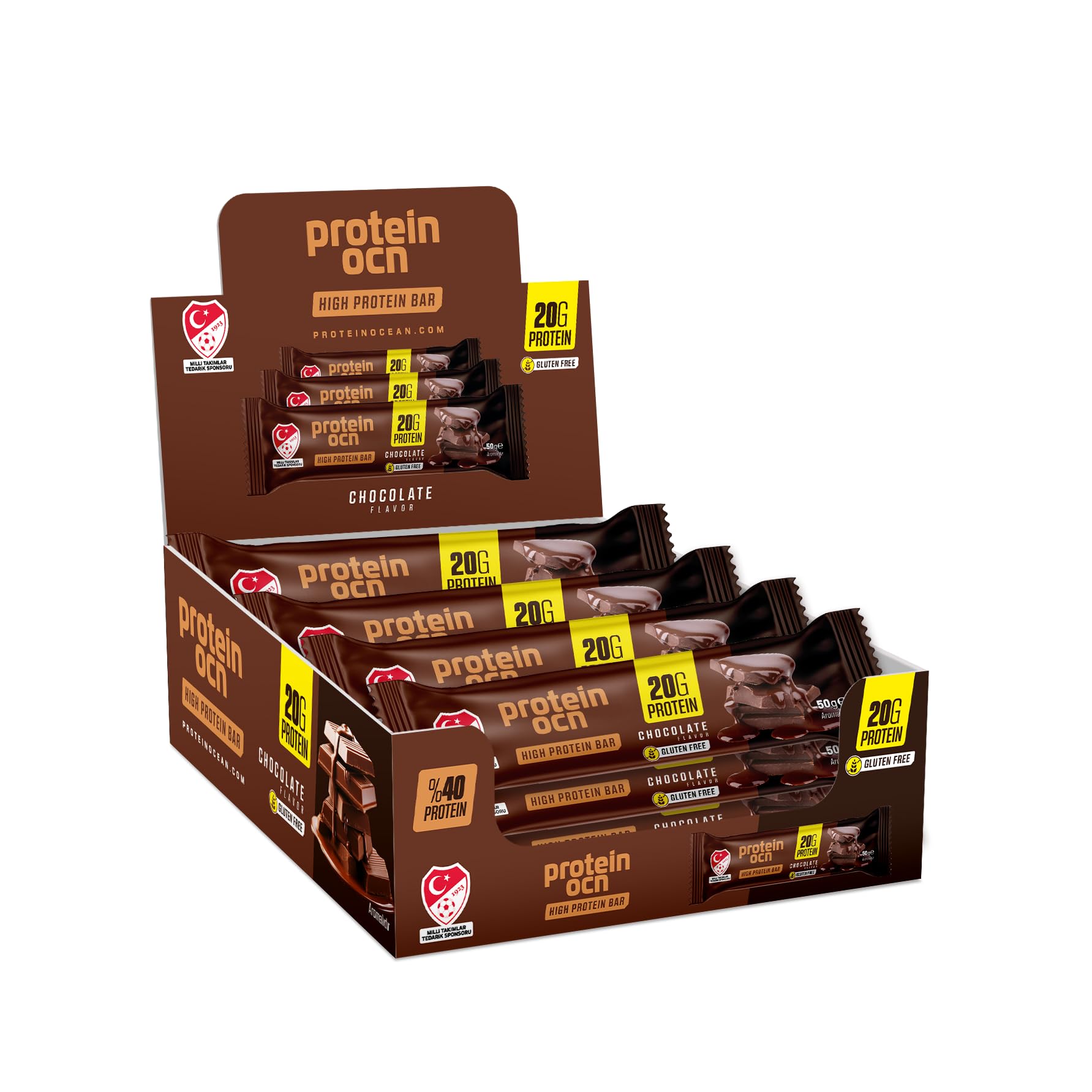 Proteinocean Protein Bar, Çikolata Aromalı, 50 gr x 12 adet