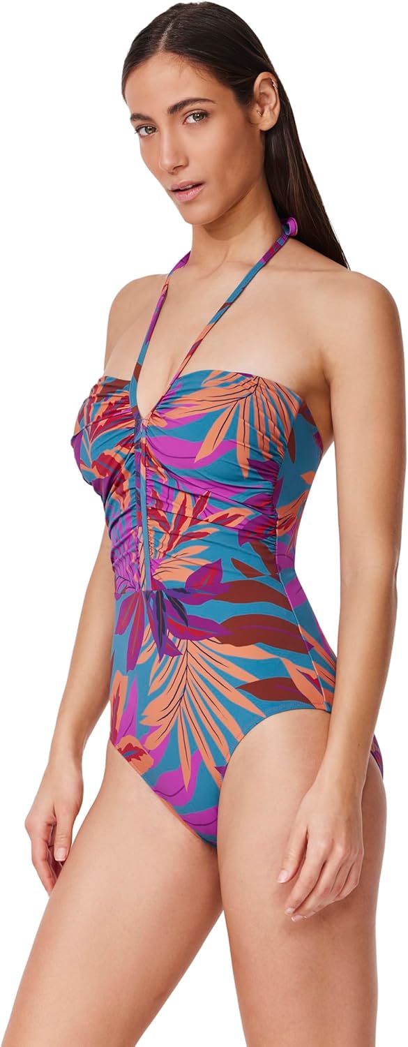 Profile by Gottex Bandeau One Piece - Adjustable Halter Straps, Built-in Soft Cups, Tummy Control, Front & Back Lining - Image 2