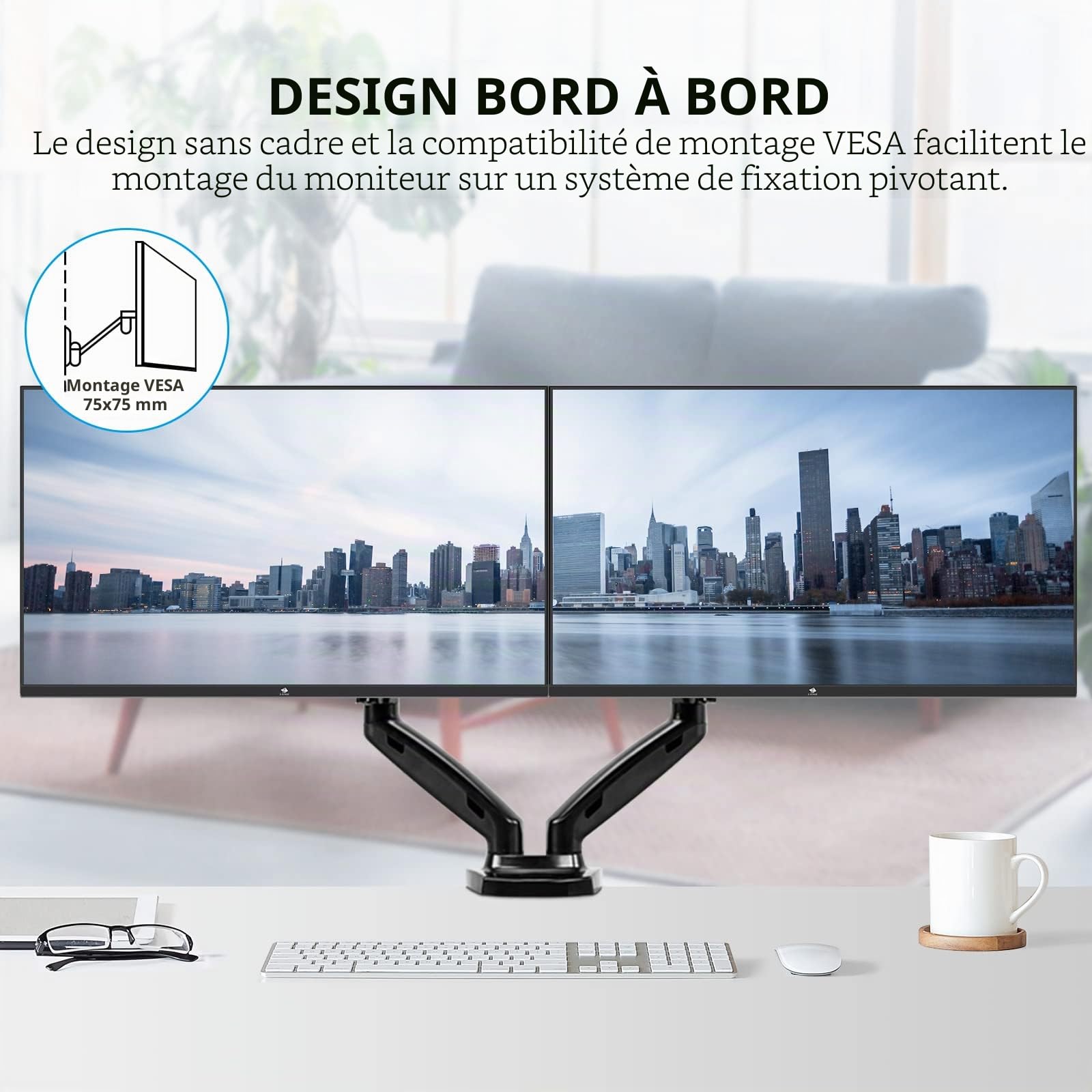 Z-Edge Ecran Pc 24'' IPS Full HD(1920x1080), 75 Hz, FreeSync, Moniteur Bureau LED 16:9 avec HDMI Câble, 16.7M Couleur HDR avec Technologie Eye Care, HDMI & VGA, Inclinaison Réglable, 178° Angle Vue