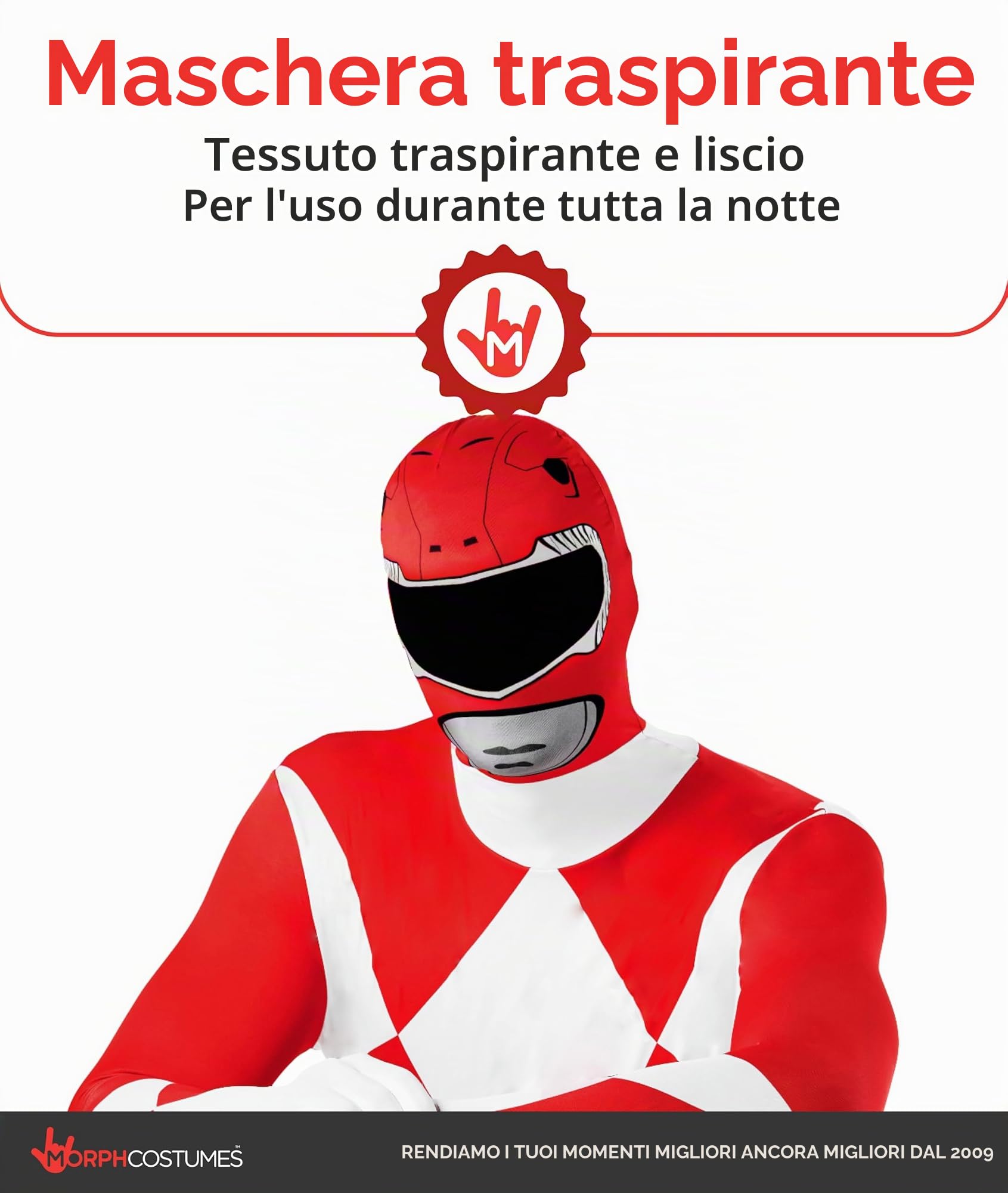 Morphsuits Costume Power Ranger Adulto, Vestito Power Ranger Adulto, Power Rangers Costume Adulto Rosa, Power Ranger Costume Adulto, Rosa | Tuta Integrale con Maschera & Guanti, Design Bianco, Chiusura con Zip, Perfetto per Halloween, Ideale per il Cospla