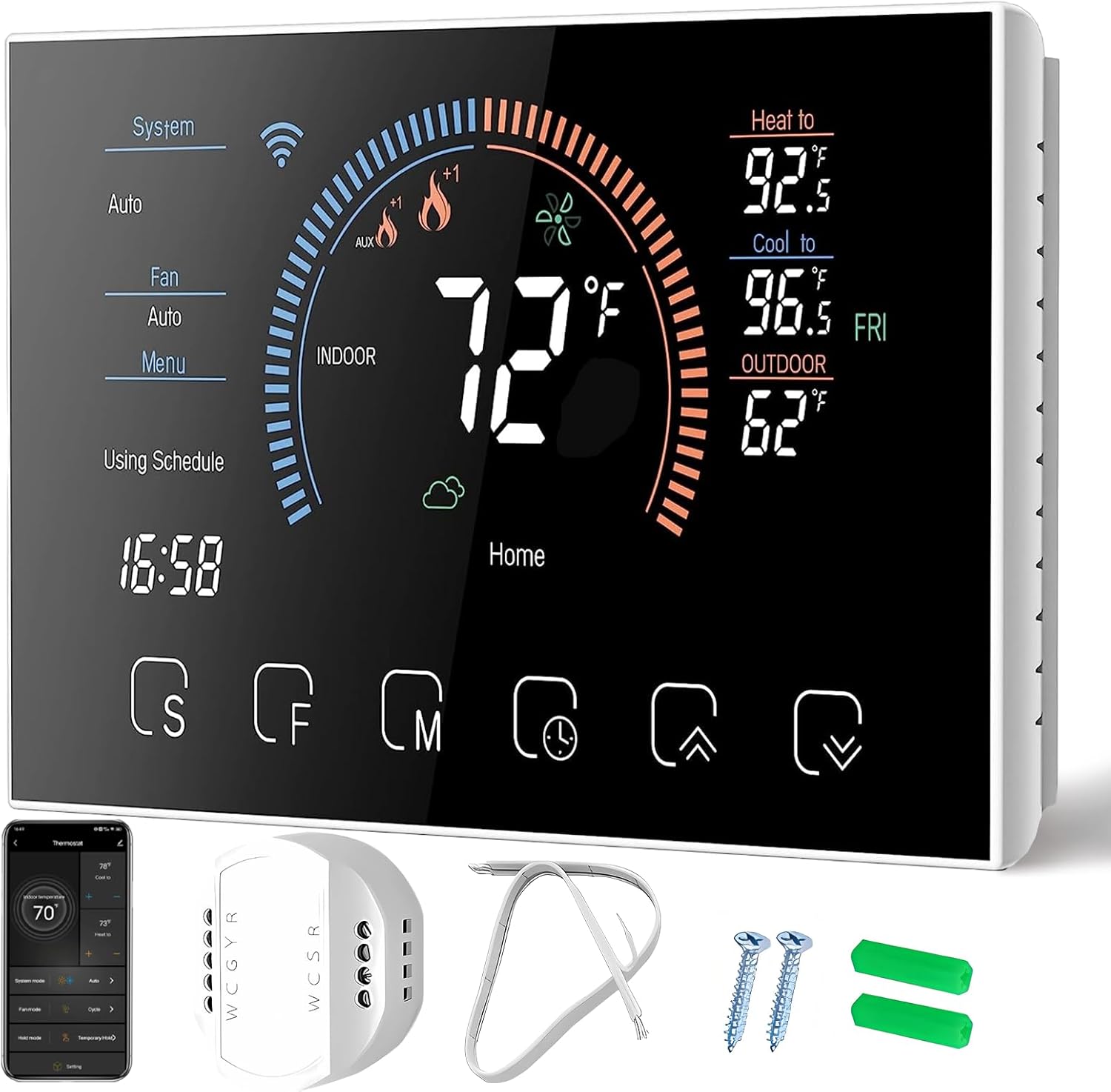 Creawonlas WiFi Thermostat for Home Heat Pump Suitable for Air and