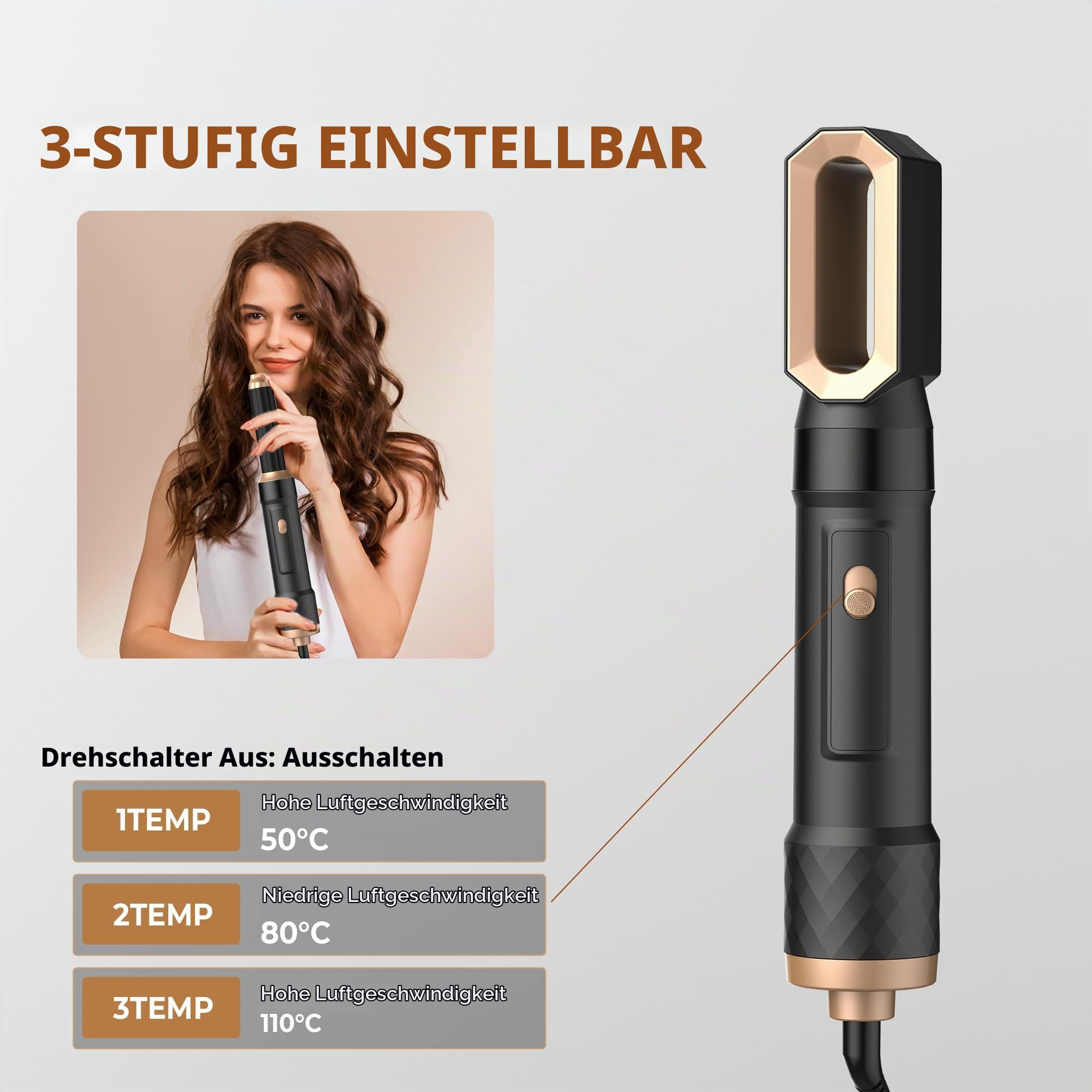 UKLISS Hairstyler 6 in 1 Airbrush Haarstyler | Pro Air Styler Set 1000W