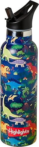 Highlights Botella de agua aislada para niños botellas de agua de acero inoxidable de 20 onzas para niños y niñas doble pared aislada al vacío
