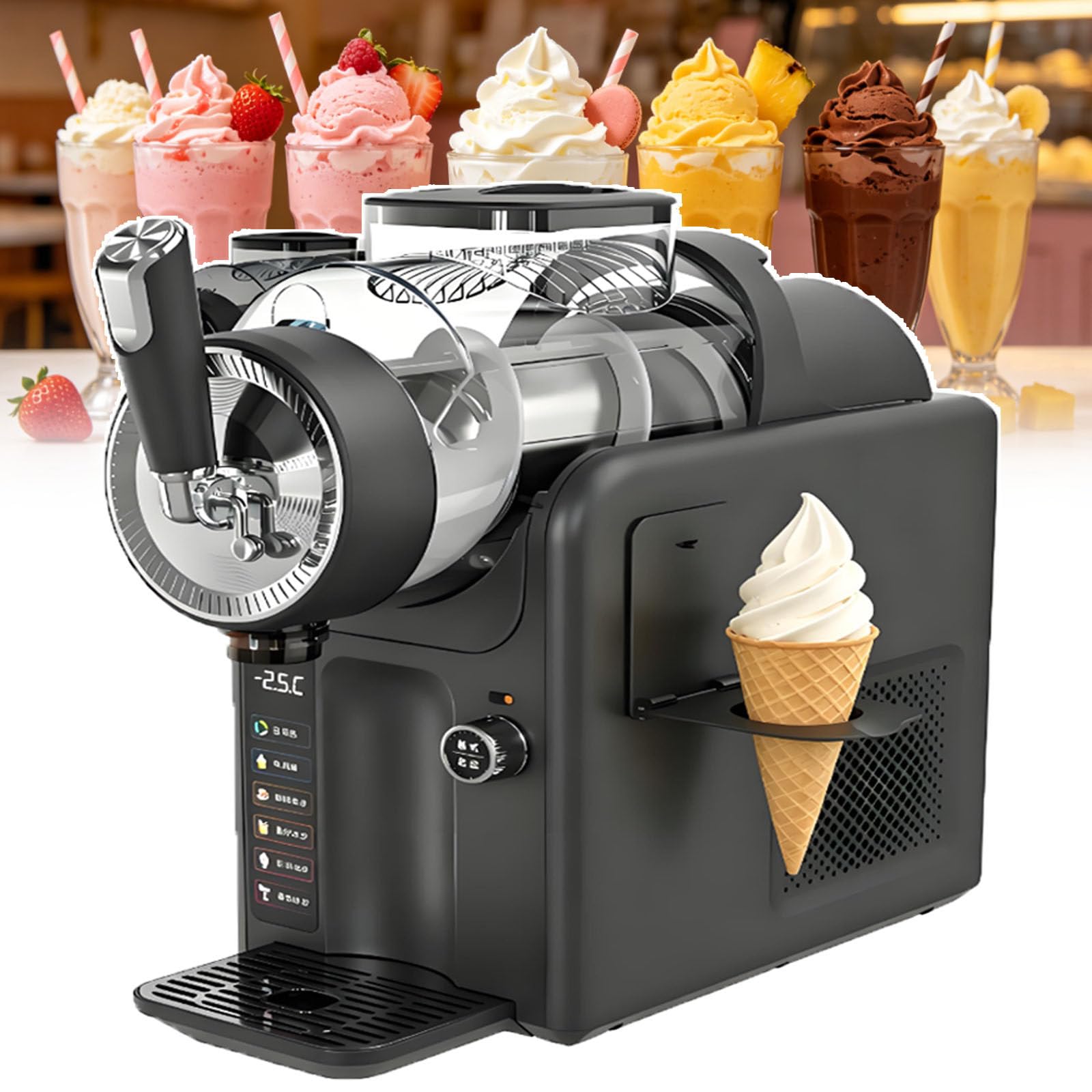 SICWEDIM Slushie Maker Machine 185w,No Ice,5 Preset Slushy Machine For Granita & Slush,2L Soft Serve Ice Cream Maker W/ 360° Mixing, Self-Clean Barrel, 8-10 Servings In 15 Mins (Black)
