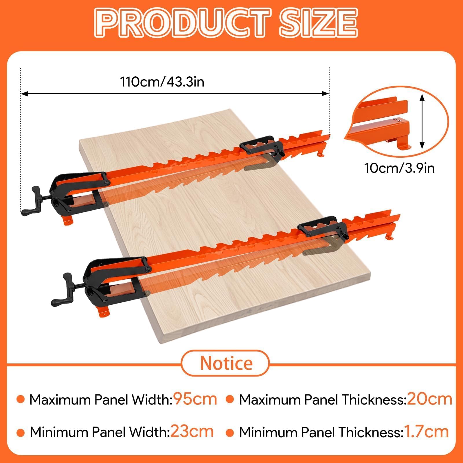 Zaciski do paneli ciśnieniowych 109 cm, 2 sztuki, 4-drożne stalowe zaciski