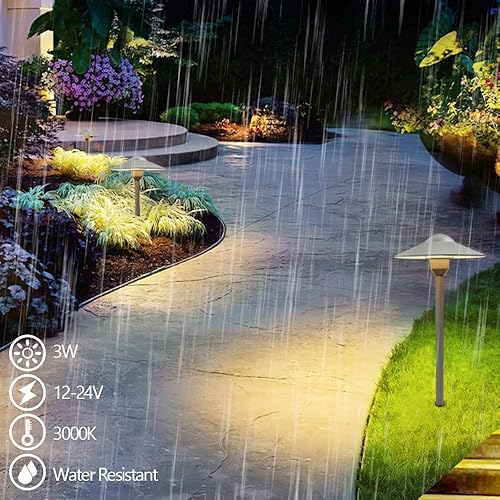 Miniatura 5 de Arrownine Luz de aluminio fundido de bajo voltaje para caminos al aire libre, pasarela, paisaje, luces incluidas, espiga de tierra, conectores de