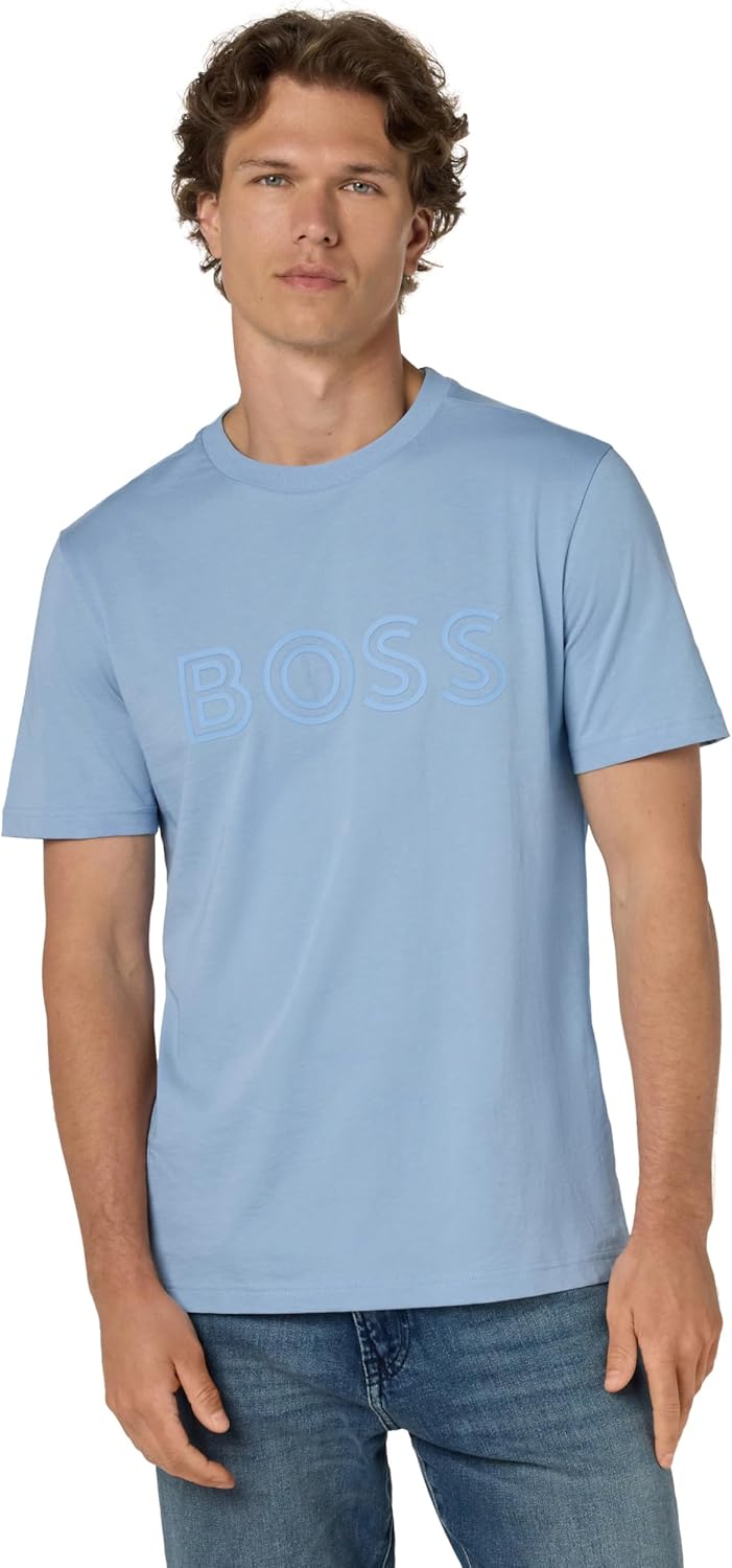 BOSS Mens Outlined Logo Crew Neck T-Shirt