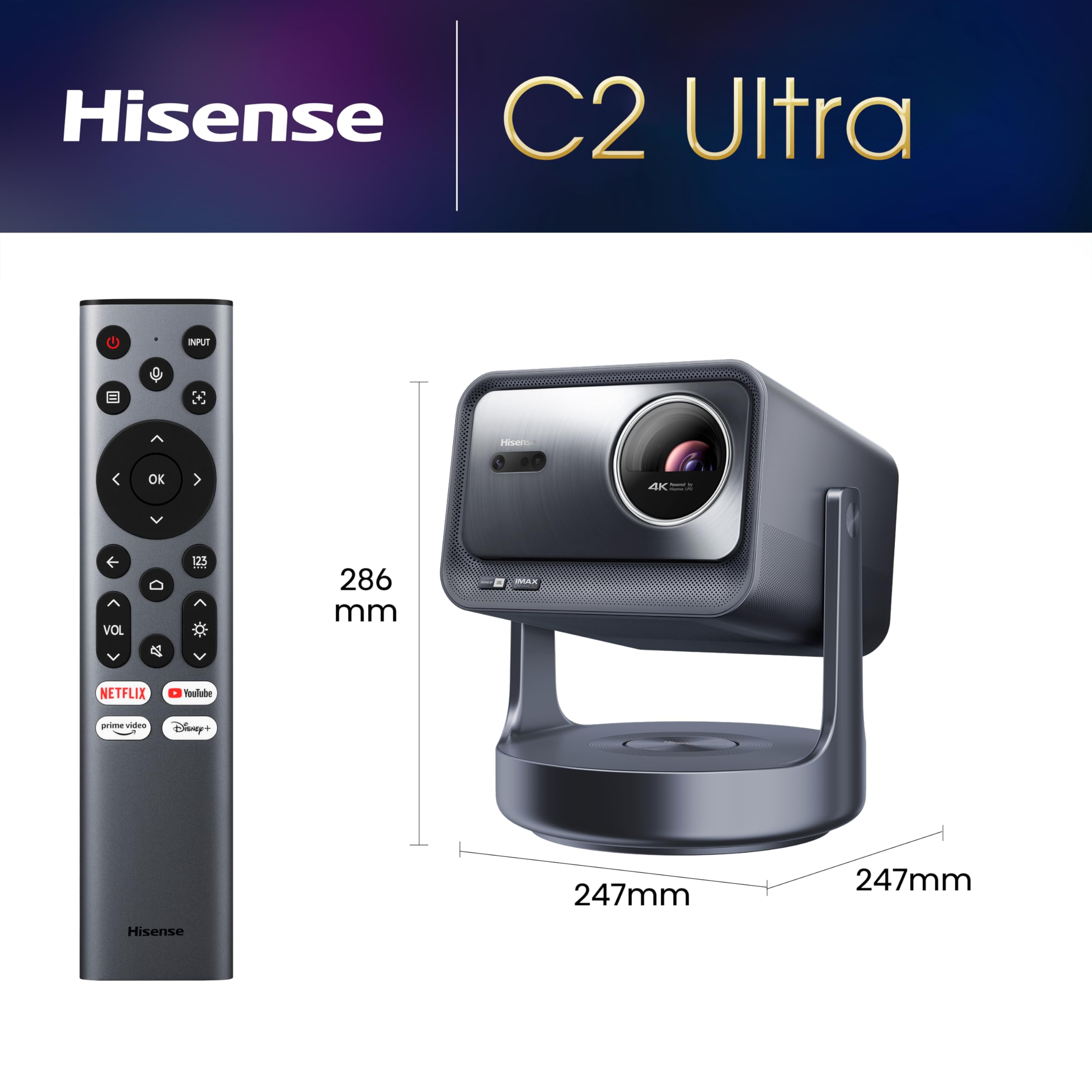 Hisense C2 Ultra - Projector 4K, 3000 Lumens, 0.9~1.5 Short Throw