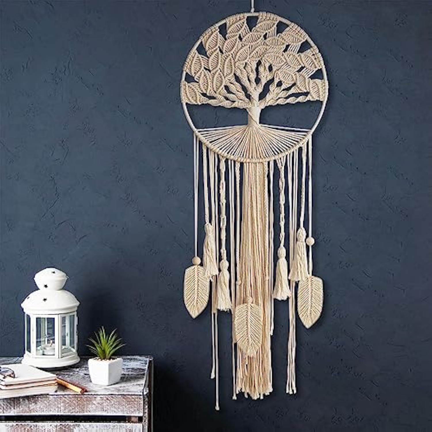 Tree of Life Dream Catcher, Macrame Wall Hanging Large Dreamcatcher Woven Boho Dream Catchers for Home Bedroom Nursery Wedding Decor