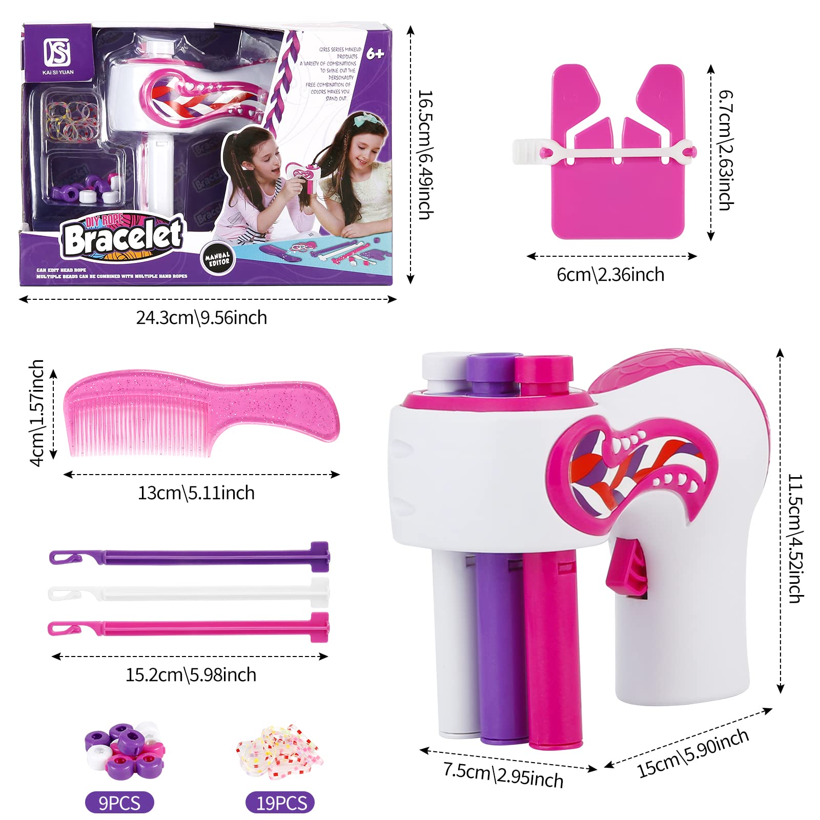 Focenat Machine a Tresser Les Cheveux Fille, Cheveux Machine DIY Tressage, Hair Bedazzler Kit, Tresseur Automatique de Cheveux, Accessoire de Cheveux Fille, Cadeau d'anniversaire Cadeau Noel Fille