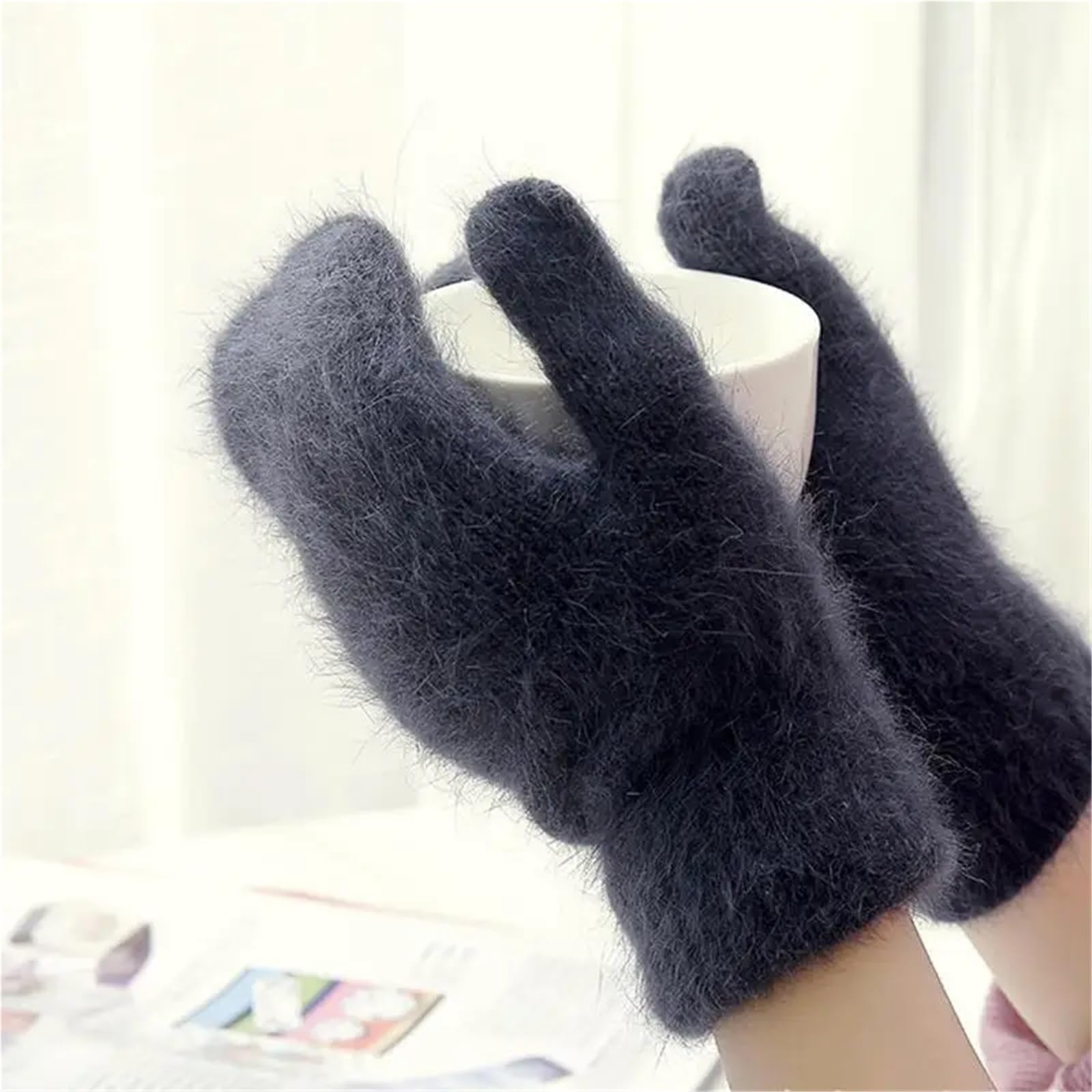 1 par de guantes cálidos felpa, manoplas suaves con dedos completos Para Hombre Mujer
