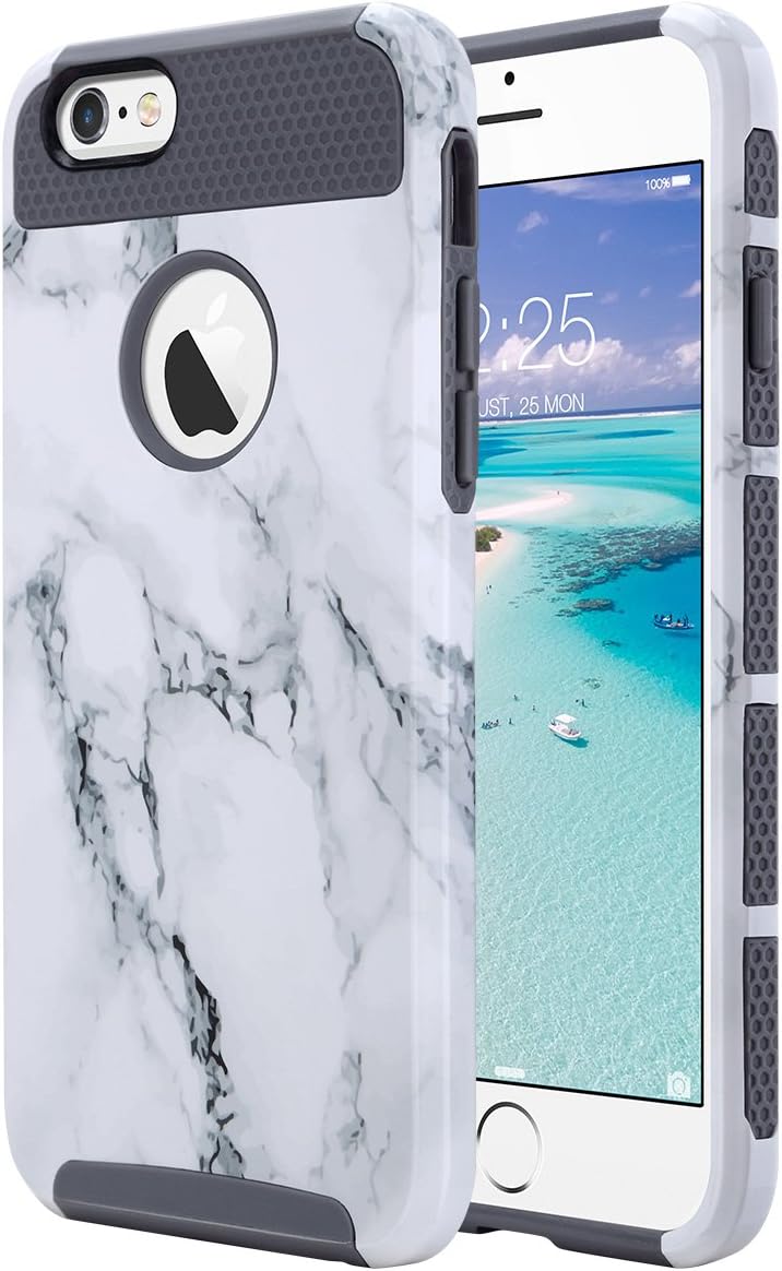 ULAK iPhone 6s Case, iPhone 6 Case Marble, Slim Hybrid Protective Scratch Resistant Hard Back Shock Absorbent TPU Bumper Case for Apple iPhone 6/6s 4.7 inch (Artistic Marble)