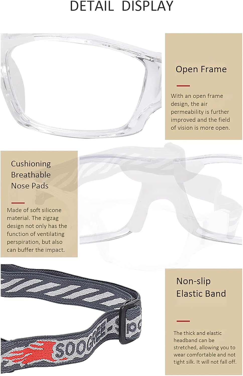 Sport Glasses Goggles Basketball Soccer Sports Protective Eyewear Goggles-Replaceable Prescription Lens