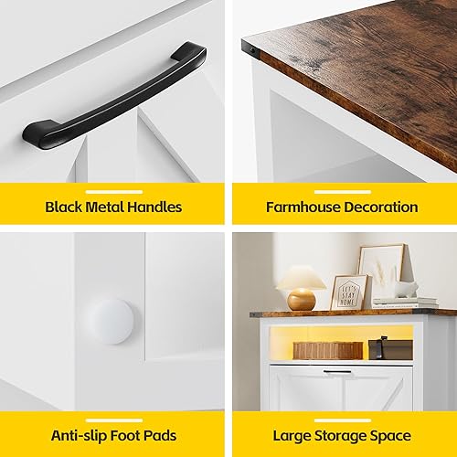 Miniatura 7 de MU Zapatero con 2 cajones abatibles y espacio de almacenamiento abierto, armario de almacenamiento de zapatos de entrada con luz LED, organizador de