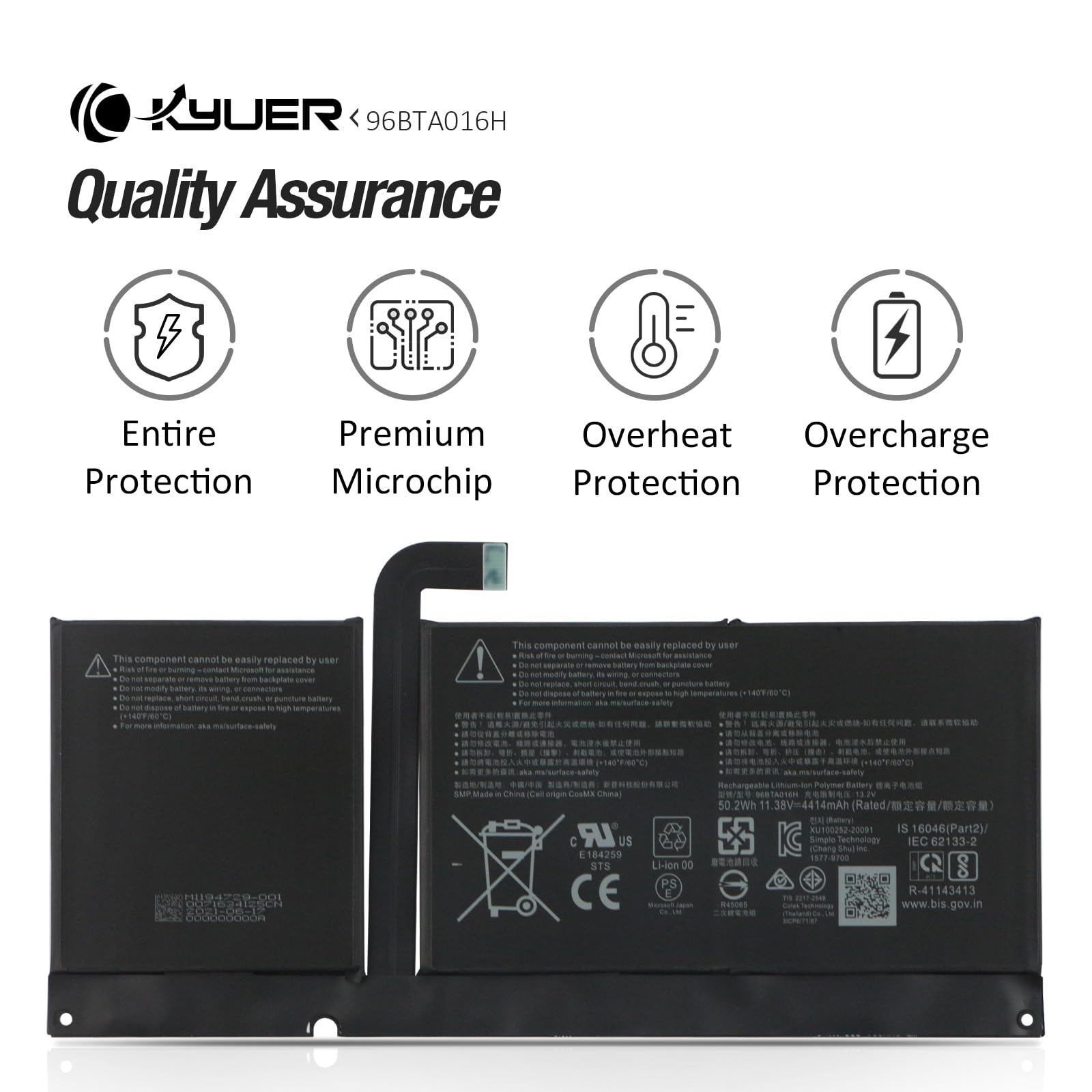 K KYUER Akku Für Microsoft Surface Pro 8 - 50.2Wh Originalersatz DYNC01 96BTA016H