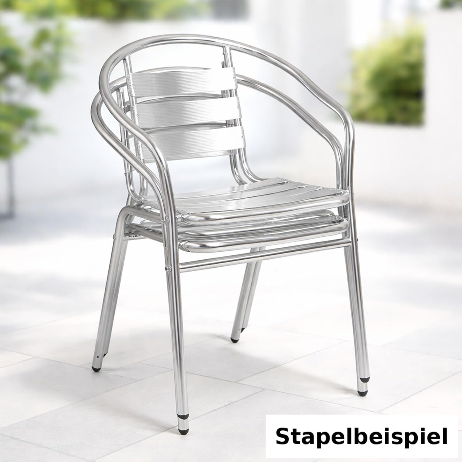 Mojawo® Qualität Aluminium Campingstuhl Gartenstuhl Stapelstuhl Bistrostuhl stapelbar Balkonmöbel Gartensitzmöbel Silber Küchenstuhl