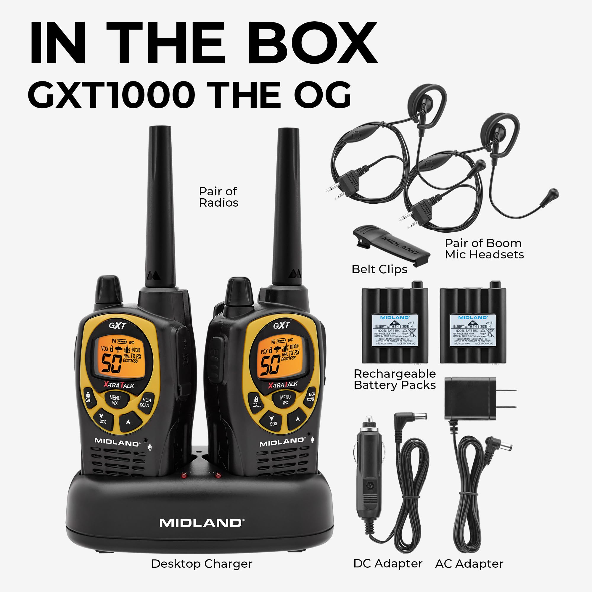 Midland GMRS Radios - 2 Pack Hi-Vis Yellow -8 Midland GMRS Radios - 2 Pack Hi-Vis Yellow -8