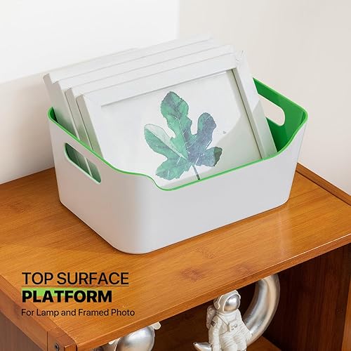 Miniatura 7 de Magshion Estantería estrecha de 3 niveles, estantería pequeña color marrón, estante de torre multimedia, gabinete de almacenamiento delgado de