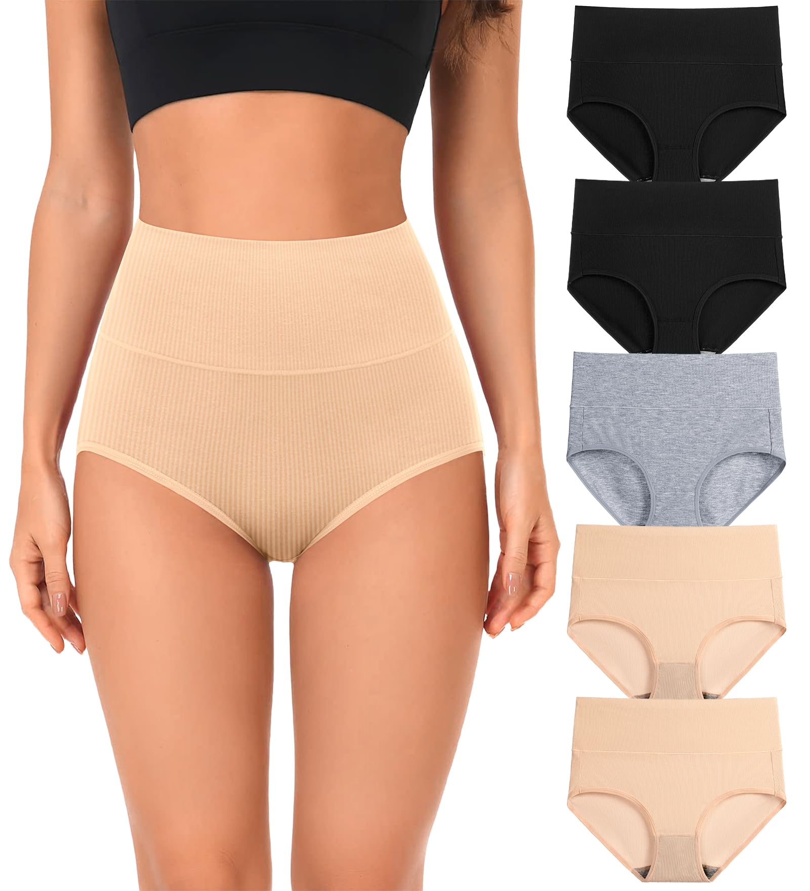 Bondi SweatWomens Underwear Cotton High Waist Tummy Control Comfortable Full Coverage Breathable Postpartum Stretch