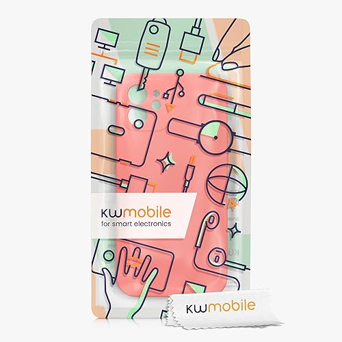Miniatura 7 de kwmobile Funda compatible con Apple iPhone 12, funda delgada de silicona TPU para teléfono, acabado suave al tacto, coral vívido
