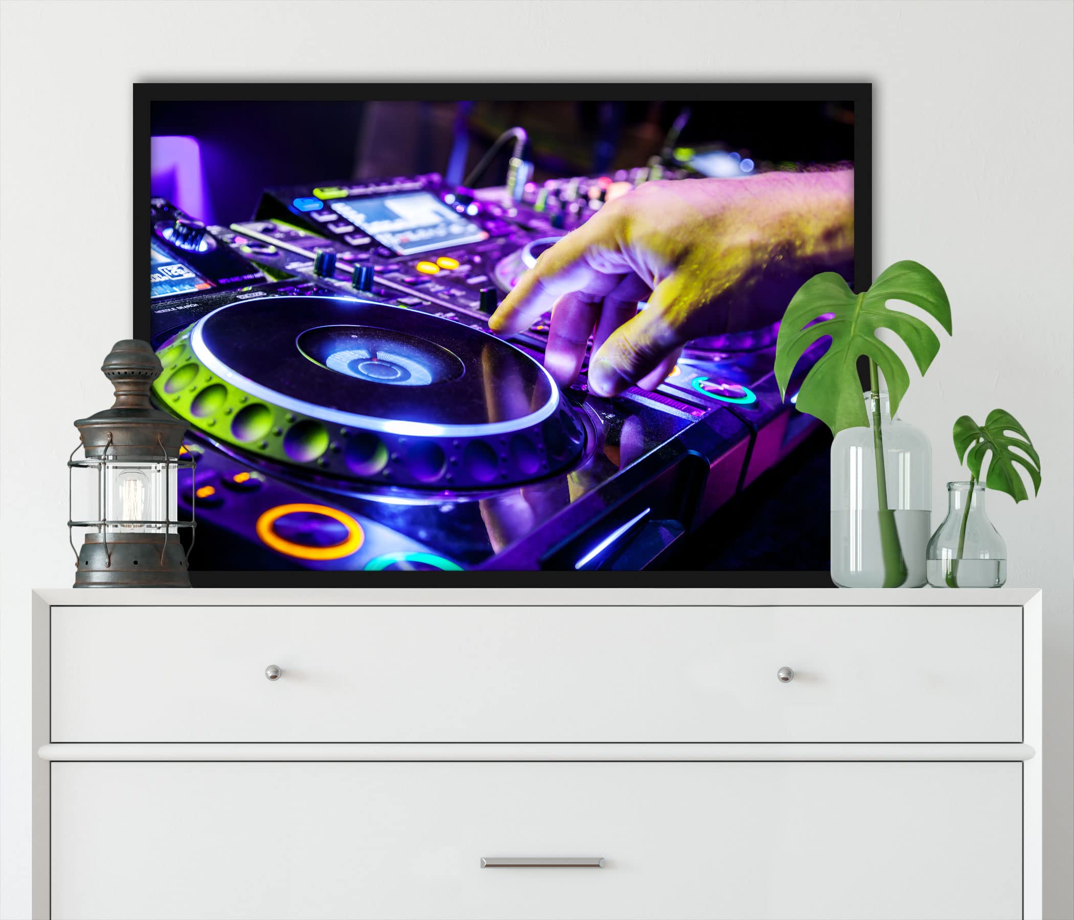 Piatto da DJ Cool Music, poster in cornice, formato 80 x 60 cm, stampa artistica incorniciata