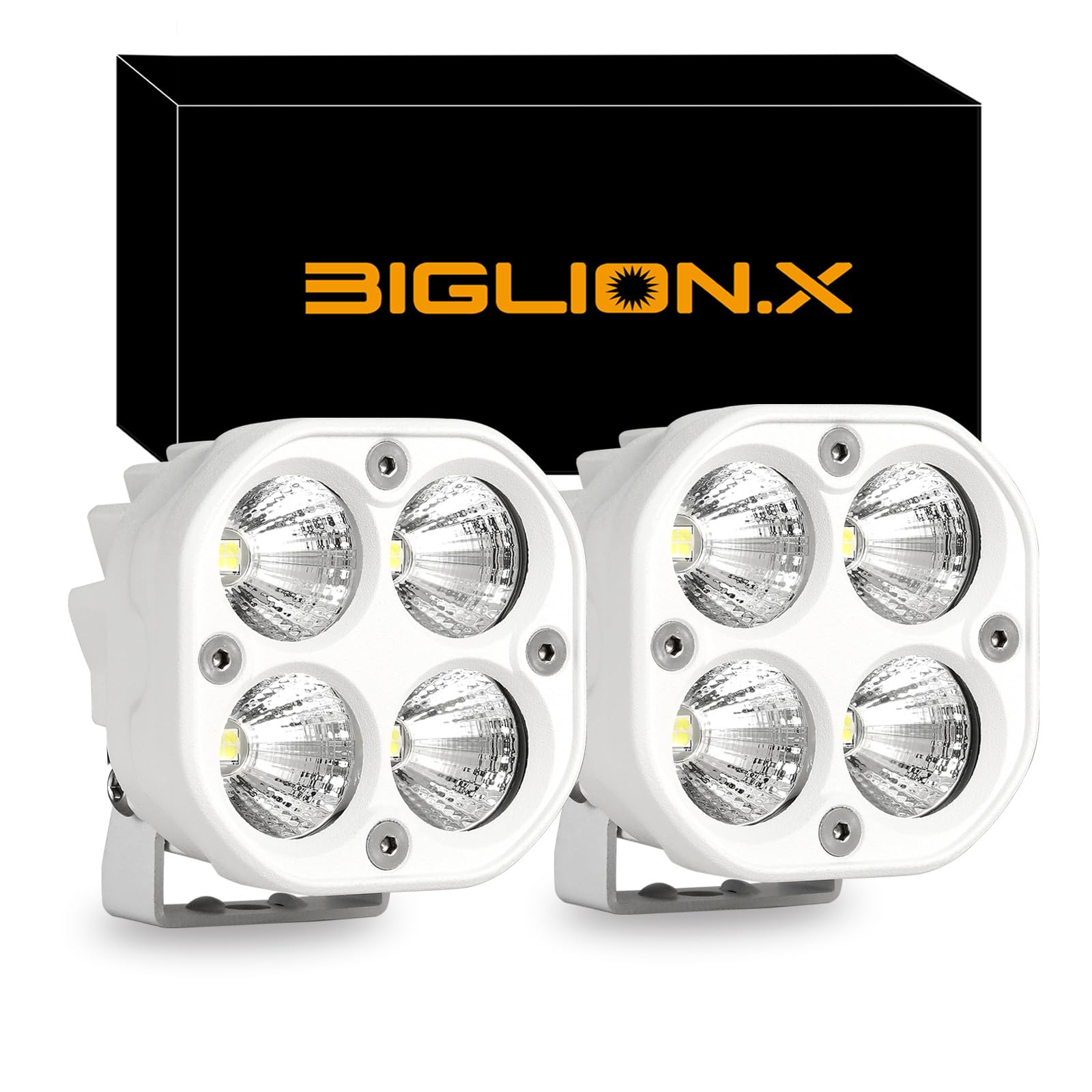 BIGLION.X3 Inch Pair LED Pods Offroad LED Cubes Light Bar Work Square Waterproof 12V 24V Fit for Pickup Trucks SUV ATV UTV